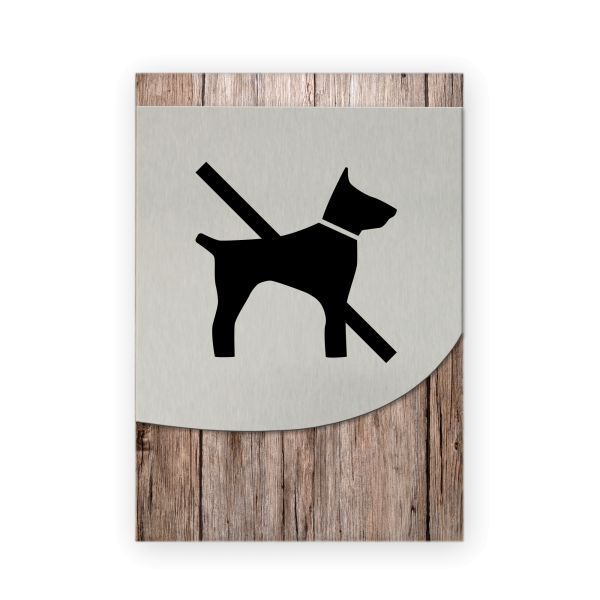 Keine Hunde - Business-Schild aus Holz und Alu | verschiedene Holzdekore zur Auswahl