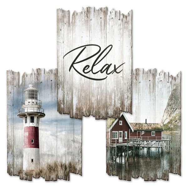 Relax | Deko-Holzschilder im 3er Set | wahlw. in 30x20cm oder 30x45cm