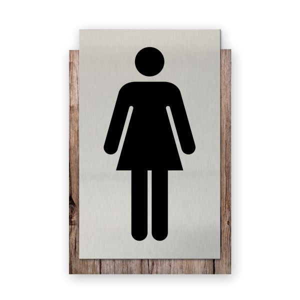 Toilette Damen - Business-Schild aus Holz und Alu | verschiedene Holzdekore zur Auswahl