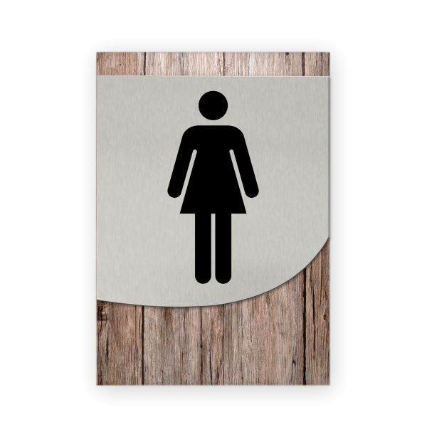 Toilette Damen - Business-Schild aus Holz und Alu | verschiedene Holzdekore zur Auswahl