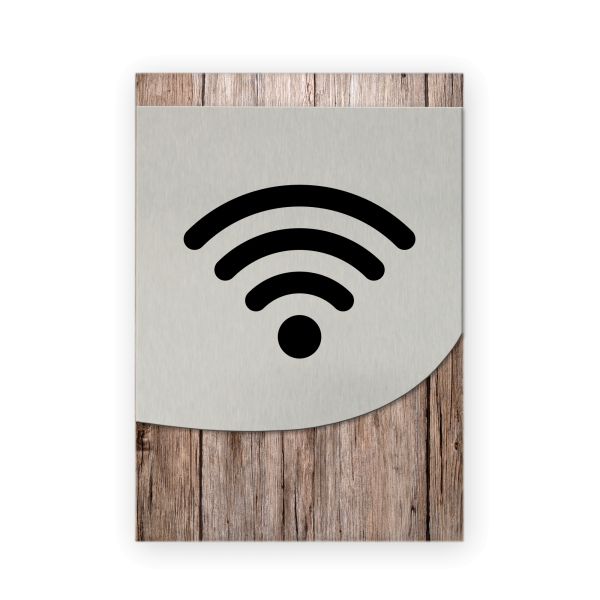 Wi-Fi - Business-Schild aus Holz und Alu | verschiedene Holzdekore zur Auswahl