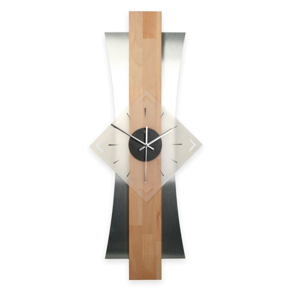 Designer-Wanduhr aus hochwertigem Echtholz mit modernem Metallic-Look