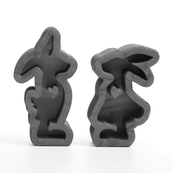 Handgefertigte 3D Silikon-Form „Hasenpaar“ 2er-Set zum Basteln handgegossener Oster-Deko
