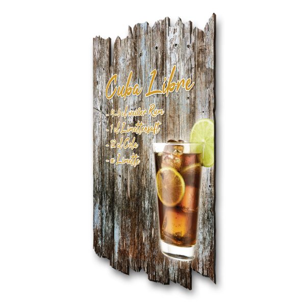Cocktail-Holzschild "Cuba Libre"