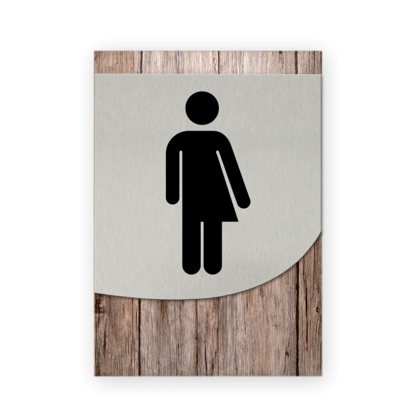 Toilette unisex / divers - Business-Schild aus Holz und Alu | verschiedene Holzdekore zur Auswahl