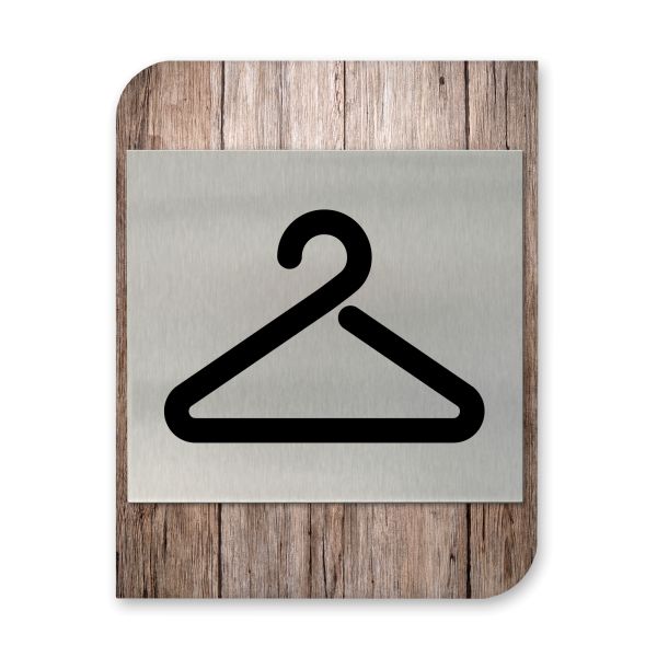 Garderobe - Business-Schild aus Holz und Alu | verschiedene Holzdekore zur Auswahl