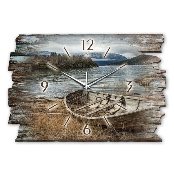 Designer Wanduhr aus Holz im Shabby Style Design mit flüsterleisem Uhrwerk
