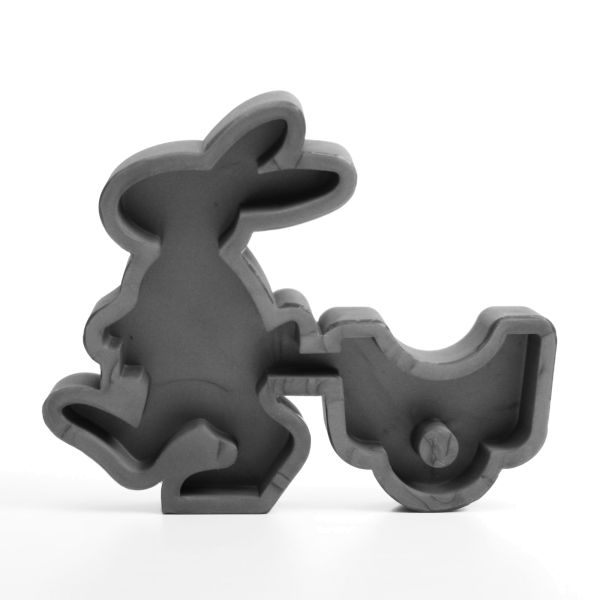 Handgefertigte 3D Silikon-Form „Hase mit Karren“ zum Basteln handgegossener Oster-Deko