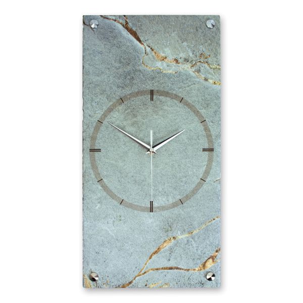 Designer Wanduhr "Grey & Gold Stone" aus Stein (Beton) mit flüsterleisem Uhrwerk