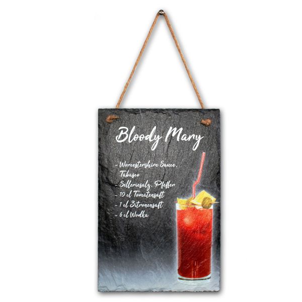 DESIGNER Cocktail-Dekoschild „Bloody Mary“ aus Stein (Beton)