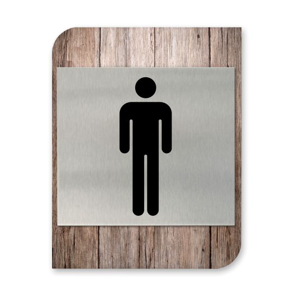 Toilette Herren - Business-Schild aus Holz und Alu | verschiedene Holzdekore zur Auswahl