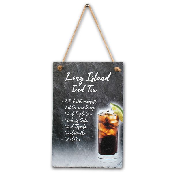 DESIGNER Cocktail-Dekoschild „Long Island Iced Tea“ aus Stein (Beton)