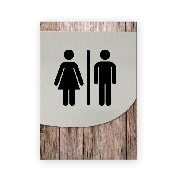 Unisex Toilette - Business-Schild aus Holz und Alu | verschiedene Holzdekore zur Auswahl