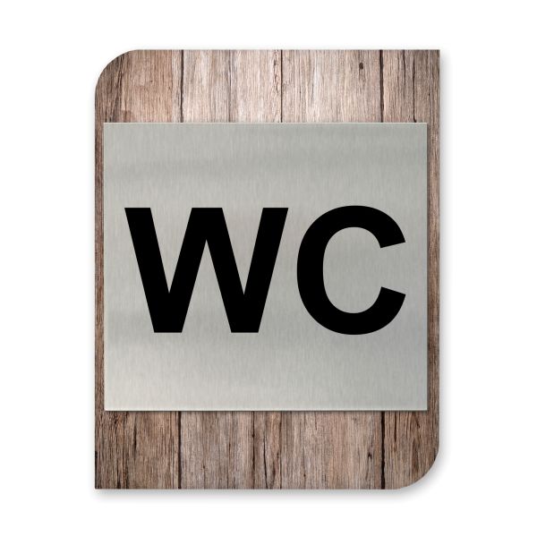 WC - Business-Schild aus Holz und Alu | verschiedene Holzdekore zur Auswahl