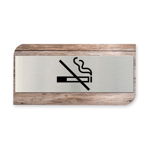 Rauchen verboten - Business-Schild aus Holz und Alu | verschiedene Holzdekore zur Auswahl