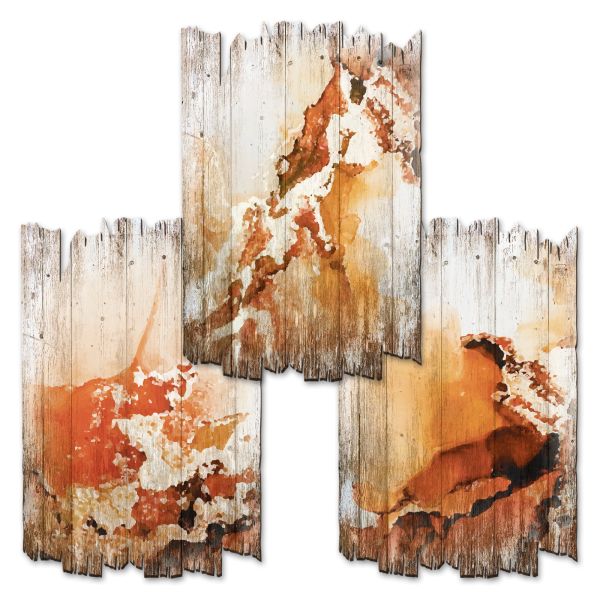 Abstrakt Orange | Deko-Holzschilder im 3er Set | wahlw. in 30x20cm oder 30x45cm
