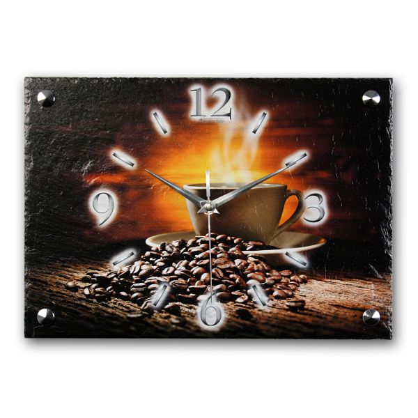 Design-Wanduhr "Kaffee" aus Stein (Beton) mit flüsterleisem Funk- oder Quarzuhrwerk