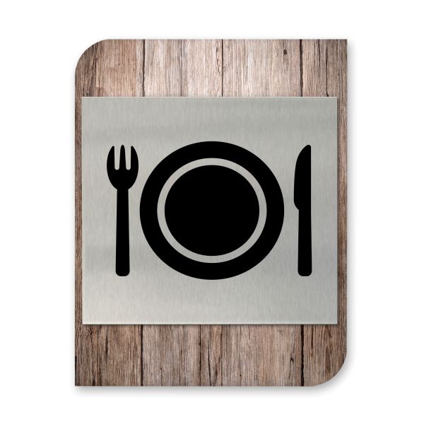 Cafeteria - Business-Schild aus Holz und Alu | verschiedene Holzdekore zur Auswahl