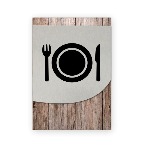 Cafeteria - Business-Schild aus Holz und Alu | verschiedene Holzdekore zur Auswahl