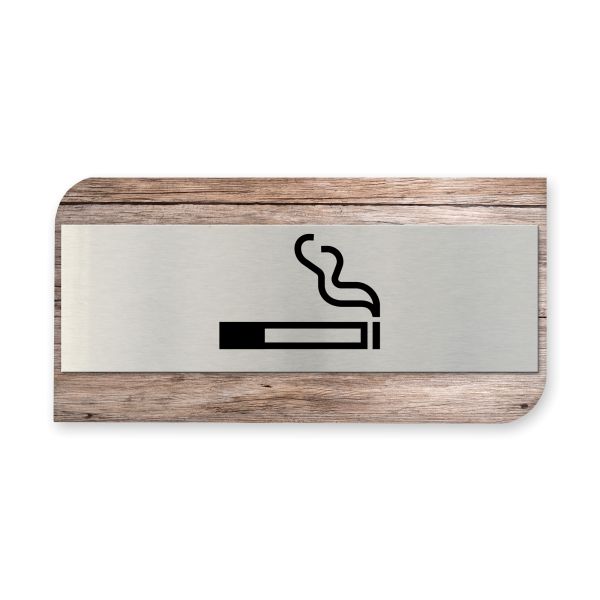 Raucherbereich - Business-Schild aus Holz und Alu | verschiedene Holzdekore zur Auswahl