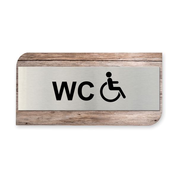 Rollstuhl - Business-Schild aus Holz und Alu | verschiedene Holzdekore zur Auswahl
