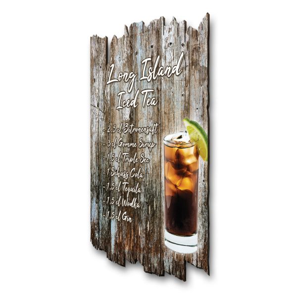 Cocktail-Holzschild "Long Island Iced Tea"