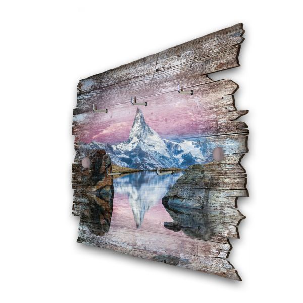 Matterhorn Schlüsselbrett mit 5 Haken im Shabby Style aus Holz