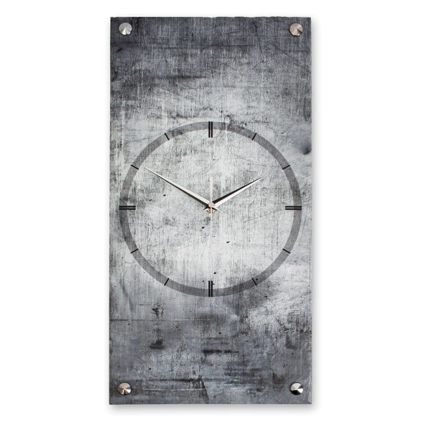 Designer Wanduhr "Grey Concrete" aus Stein (Beton) mit flüsterleisem Uhrwerk