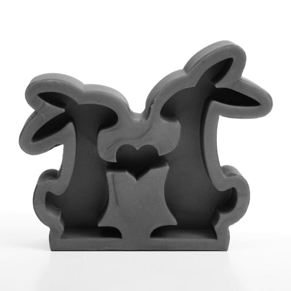 Handgefertigte 3D Silikon-Form „Zwei Hasen mit Herz“ zum Basteln handgegossener Oster-Deko