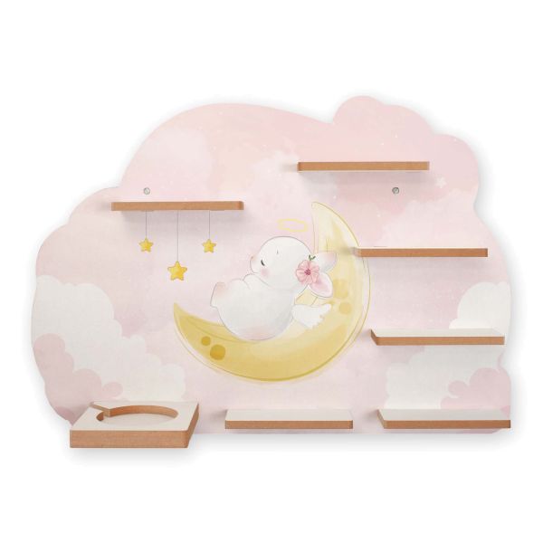 Sammel-Regal "Dreaming Bunny" für Musikbox und Figuren fürs Kinderzimmer aus MDF