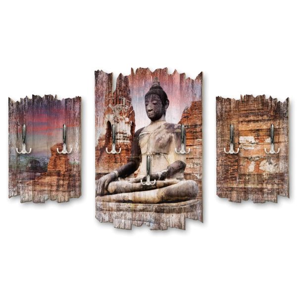 Buddha Statue Shabby chic 3-Teiler Garderobe aus MDF