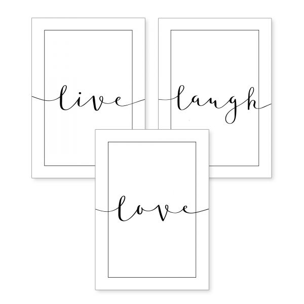 3-teiliges Poster-Set | Live Love Laugh | optional mit Rahmen | DIN A4 oder A3