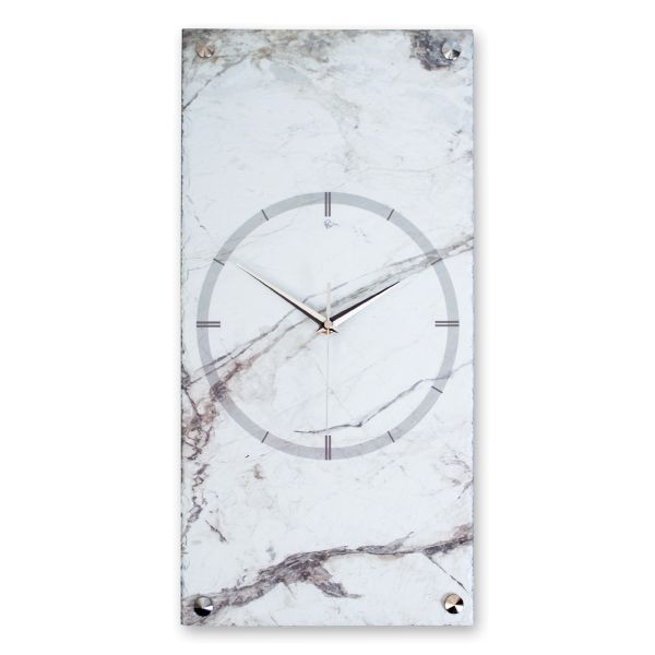Designer Wanduhr "White Marble" aus Stein (Beton) mit flüsterleisem Uhrwerk