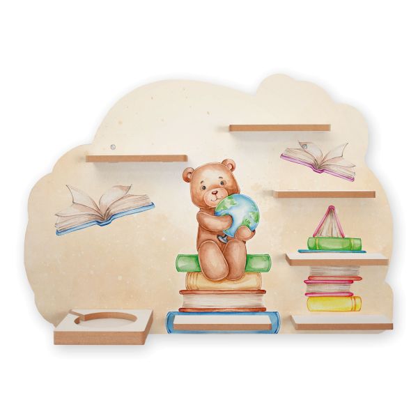 Sammel-Regal "Teddy Lesespaß" für Musikbox und Figuren fürs Kinderzimmer aus MDF