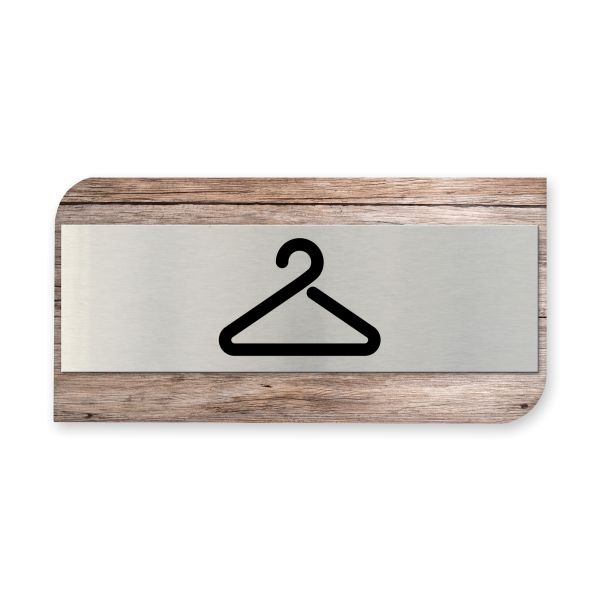 Garderobe - Business-Schild aus Holz und Alu | verschiedene Holzdekore zur Auswahl