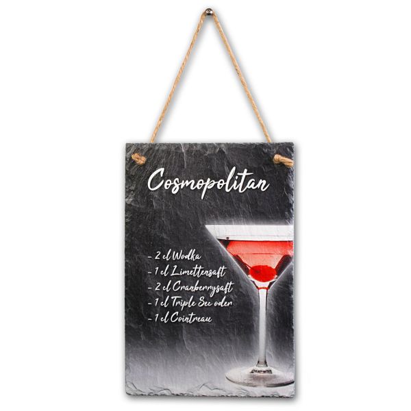 DESIGNER Cocktail-Dekoschild „Cosmopolitan“ aus Stein (Beton)