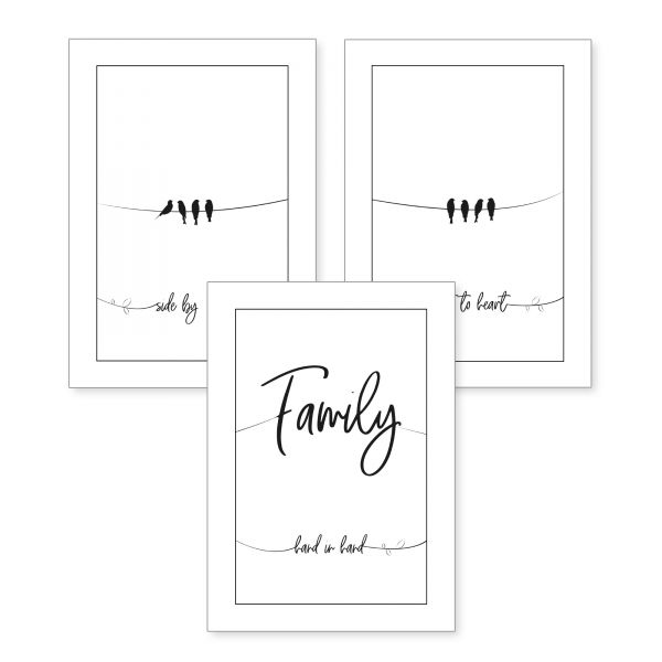3-teiliges Poster-Set | Family | optional mit Rahmen | DIN A4 oder A3