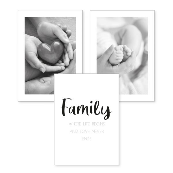 3-teiliges Poster-Set | Family | optional mit Rahmen | DIN A4 oder A3