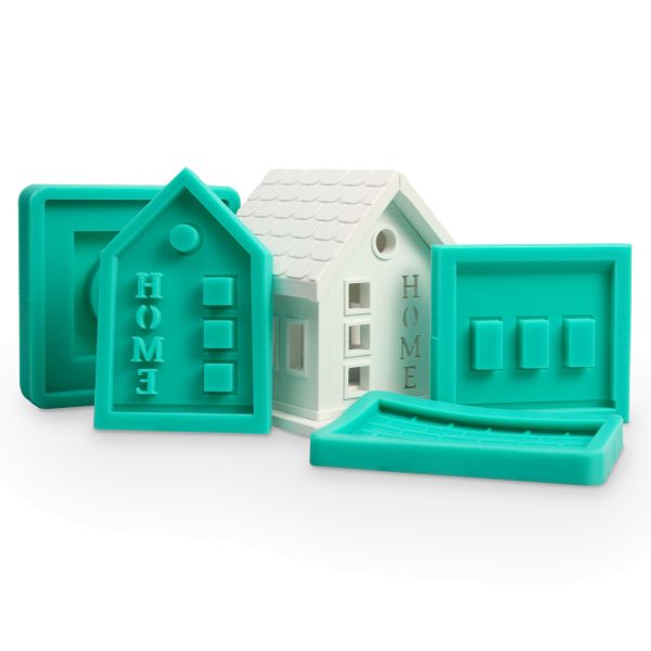 Handgegossene Silikon-Form „Haus“ zum Basteln zauberhafter 3D Teelicht-Häuschen (Home)