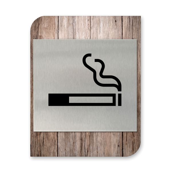 Raucherbereich - Business-Schild aus Holz und Alu | verschiedene Holzdekore zur Auswahl
