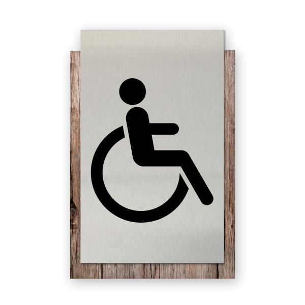 Rollstuhl - Business-Schild aus Holz und Alu | verschiedene Holzdekore zur Auswahl