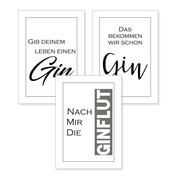 3-teiliges Poster-Set | Gin | optional mit Rahmen | DIN A4 oder A3